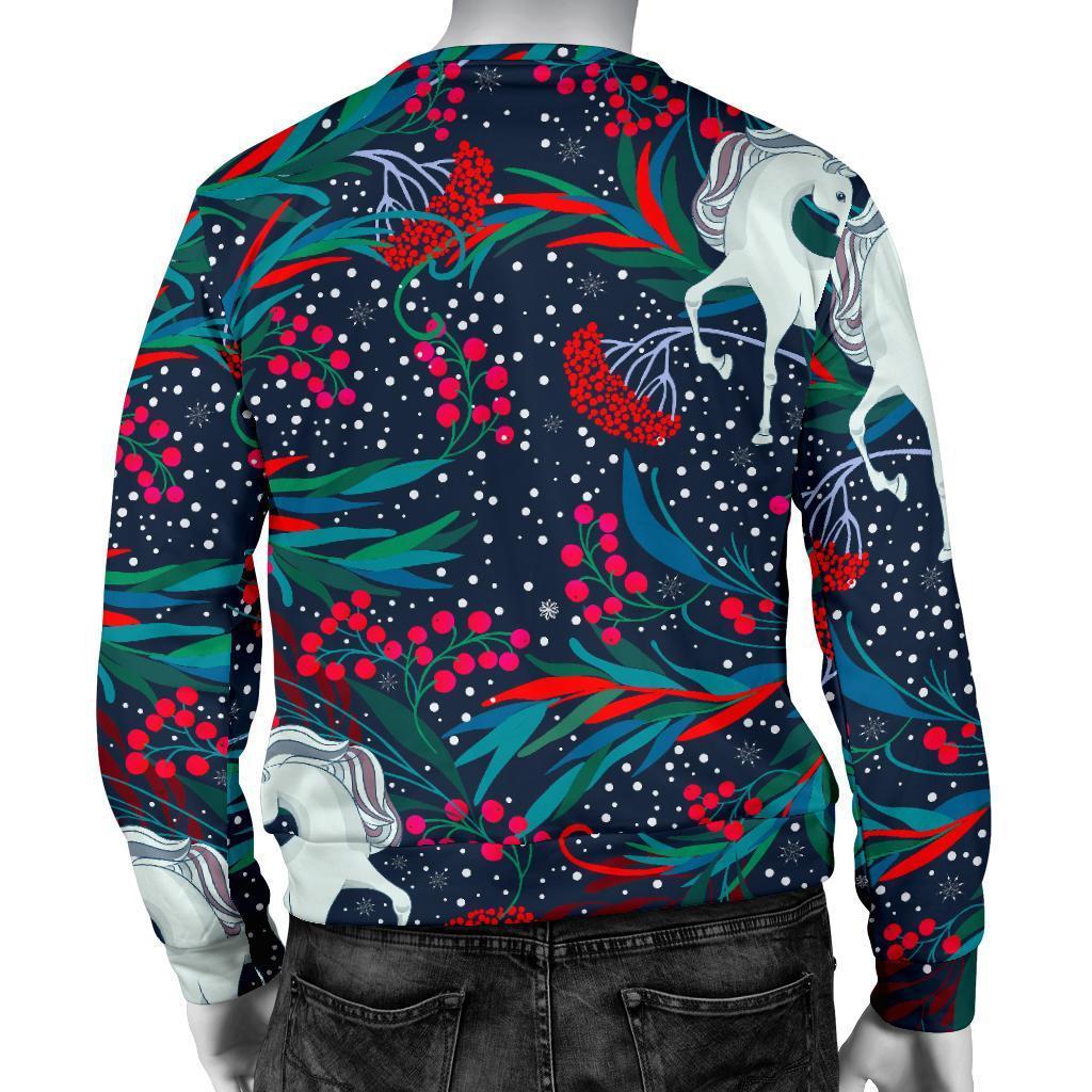 Fairy Floral Unicorn Pattern Print Men's Crewneck Sweatshirt GearFrost