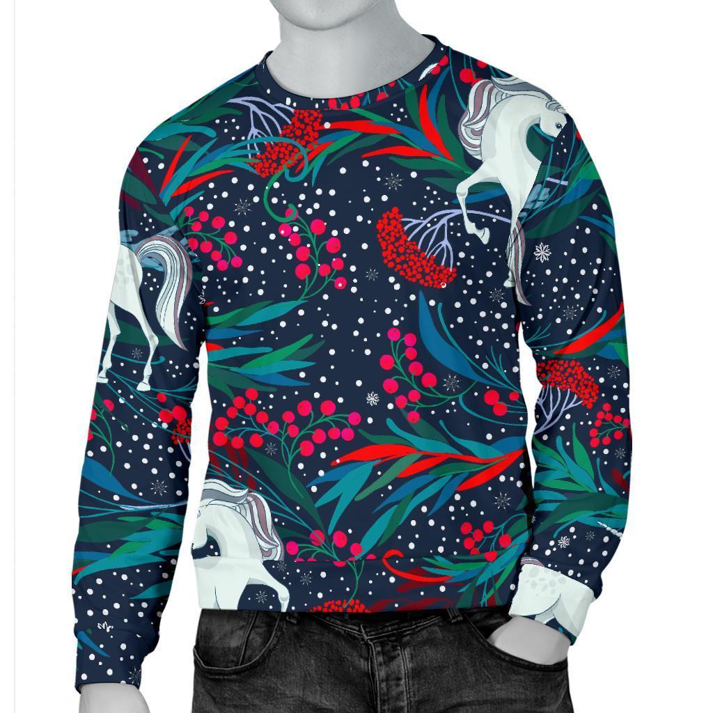 Fairy Floral Unicorn Pattern Print Men's Crewneck Sweatshirt GearFrost