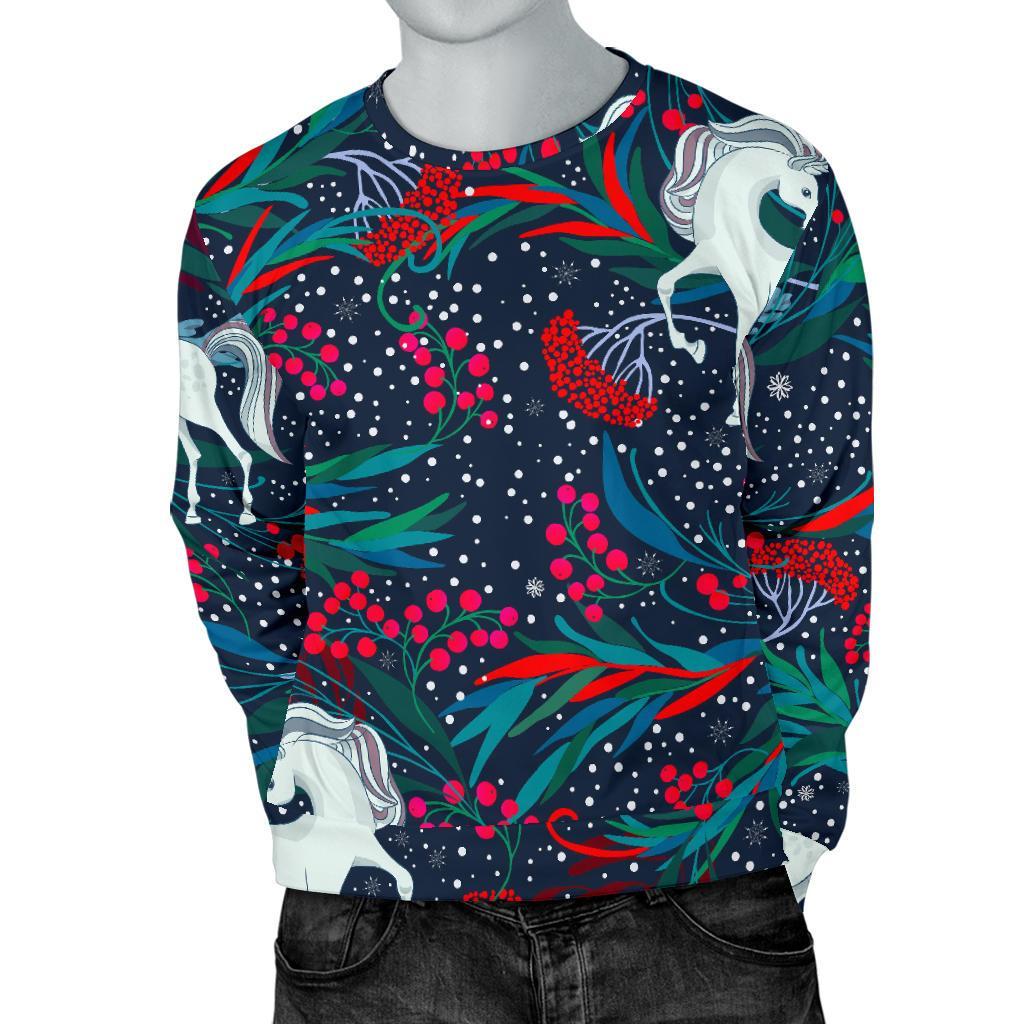 Fairy Floral Unicorn Pattern Print Men's Crewneck Sweatshirt GearFrost