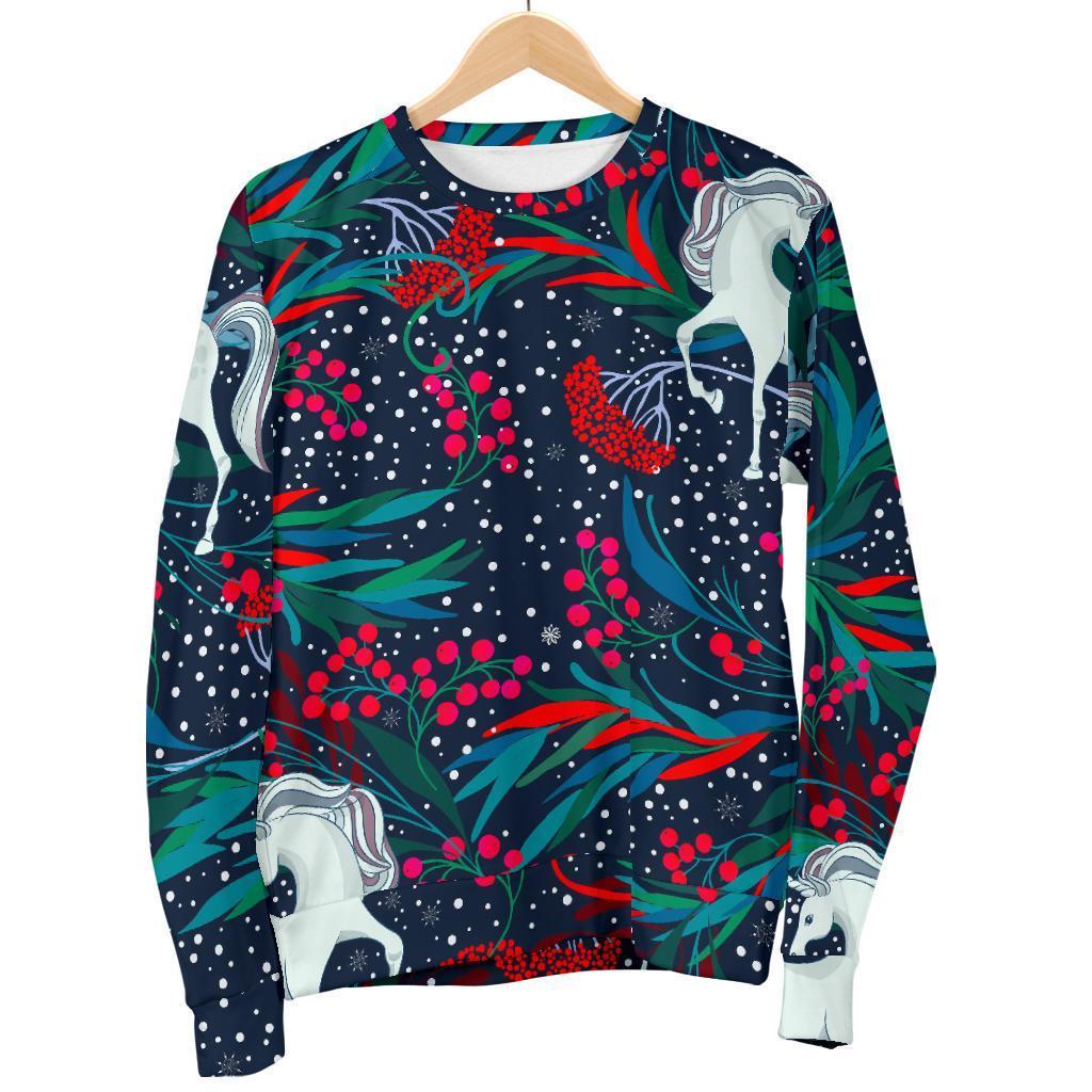 Fairy Floral Unicorn Pattern Print Men's Crewneck Sweatshirt GearFrost