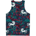 Fairy Floral Unicorn Pattern Print Men's Tank Top
