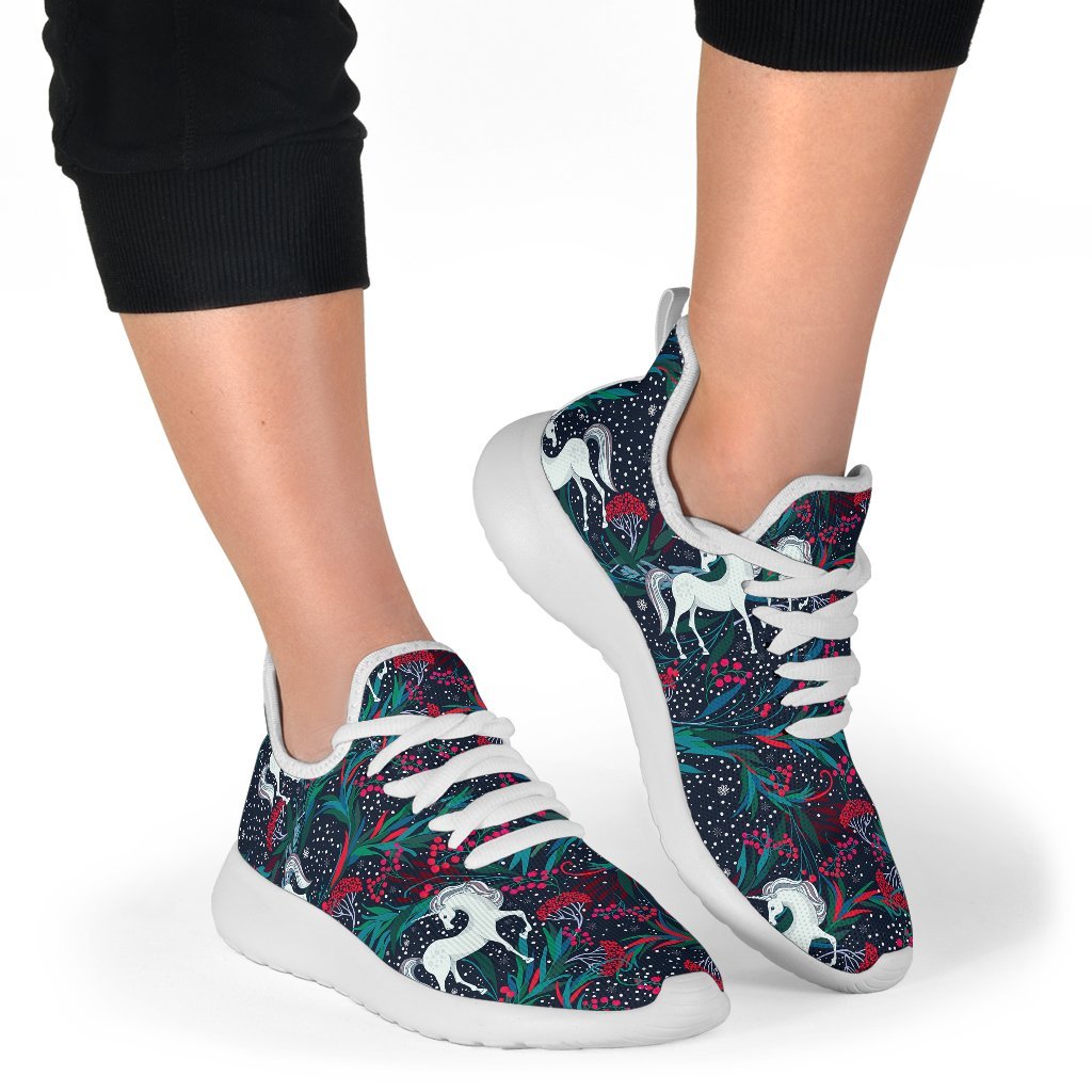 Fairy Floral Unicorn Pattern Print Mesh Knit Shoes GearFrost
