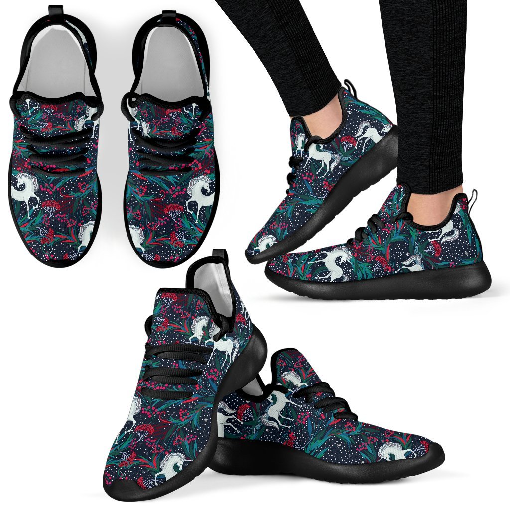 Fairy Floral Unicorn Pattern Print Mesh Knit Shoes GearFrost