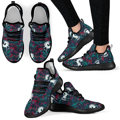 Fairy Floral Unicorn Pattern Print Mesh Knit Shoes GearFrost