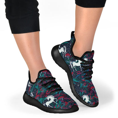 Fairy Floral Unicorn Pattern Print Mesh Knit Shoes GearFrost