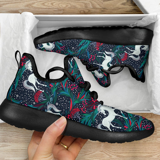 Fairy Floral Unicorn Pattern Print Mesh Knit Shoes GearFrost