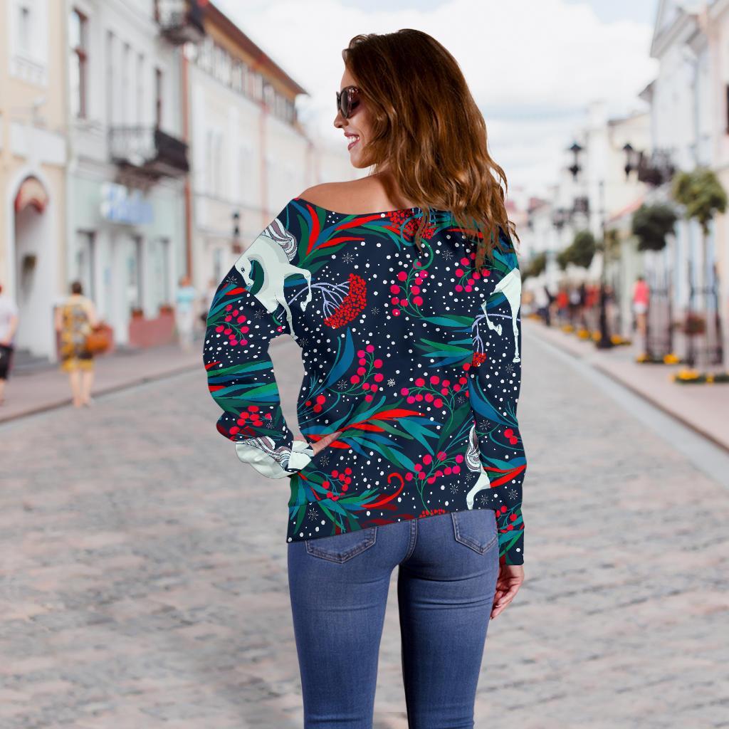 Fairy Floral Unicorn Pattern Print Off Shoulder Sweatshirt GearFrost