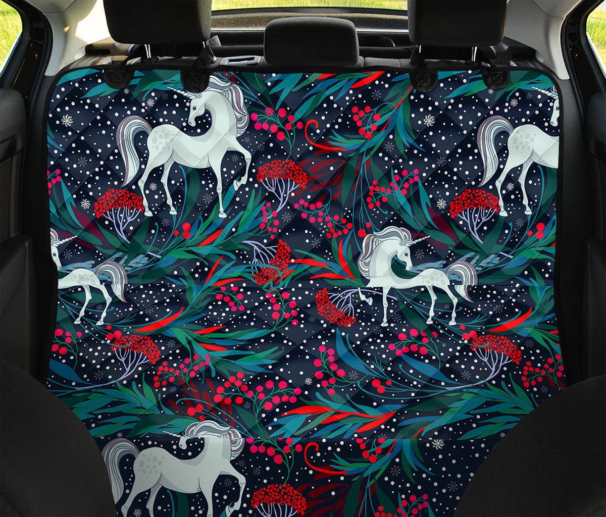 Fairy Floral Unicorn Pattern Print Pet Car Back Seat Cover