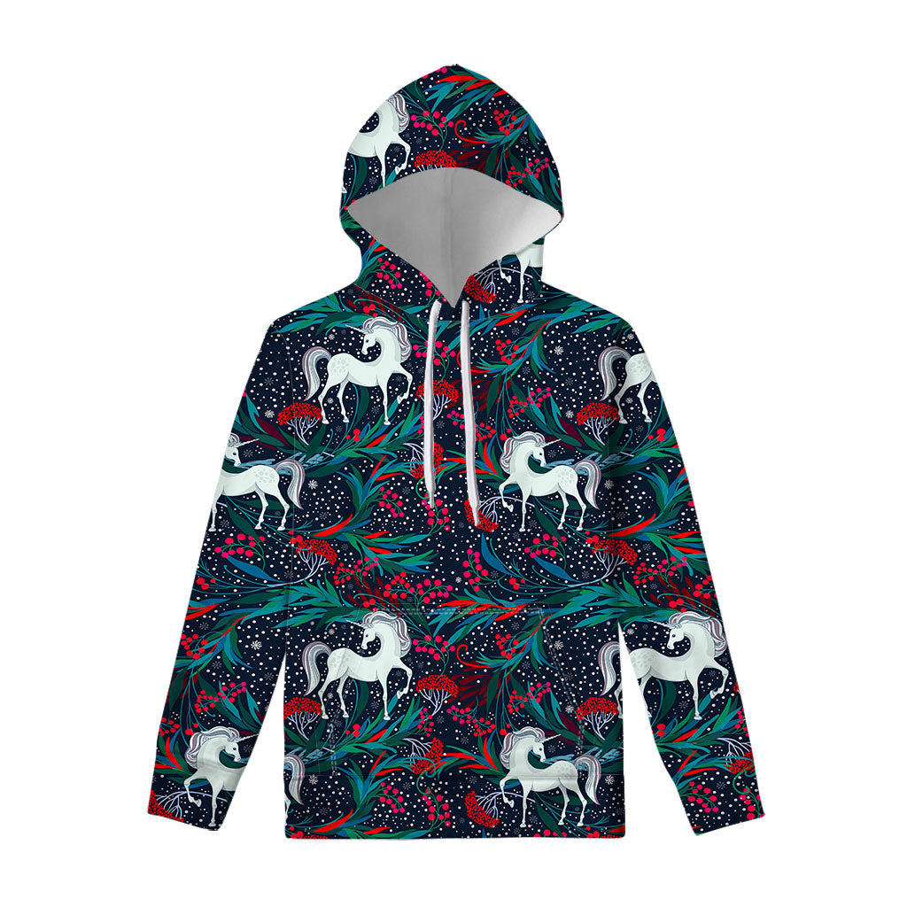 Fairy Floral Unicorn Pattern Print Pullover Hoodie