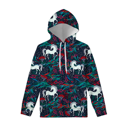 Fairy Floral Unicorn Pattern Print Pullover Hoodie
