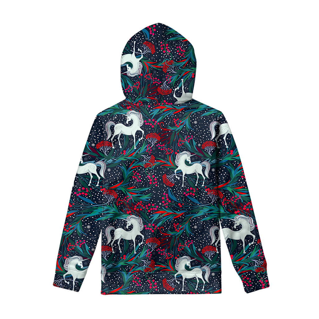 Fairy Floral Unicorn Pattern Print Pullover Hoodie