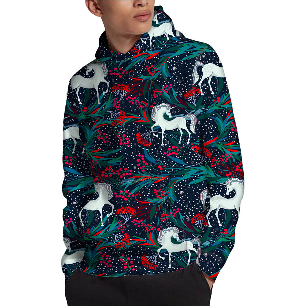 Fairy Floral Unicorn Pattern Print Pullover Hoodie