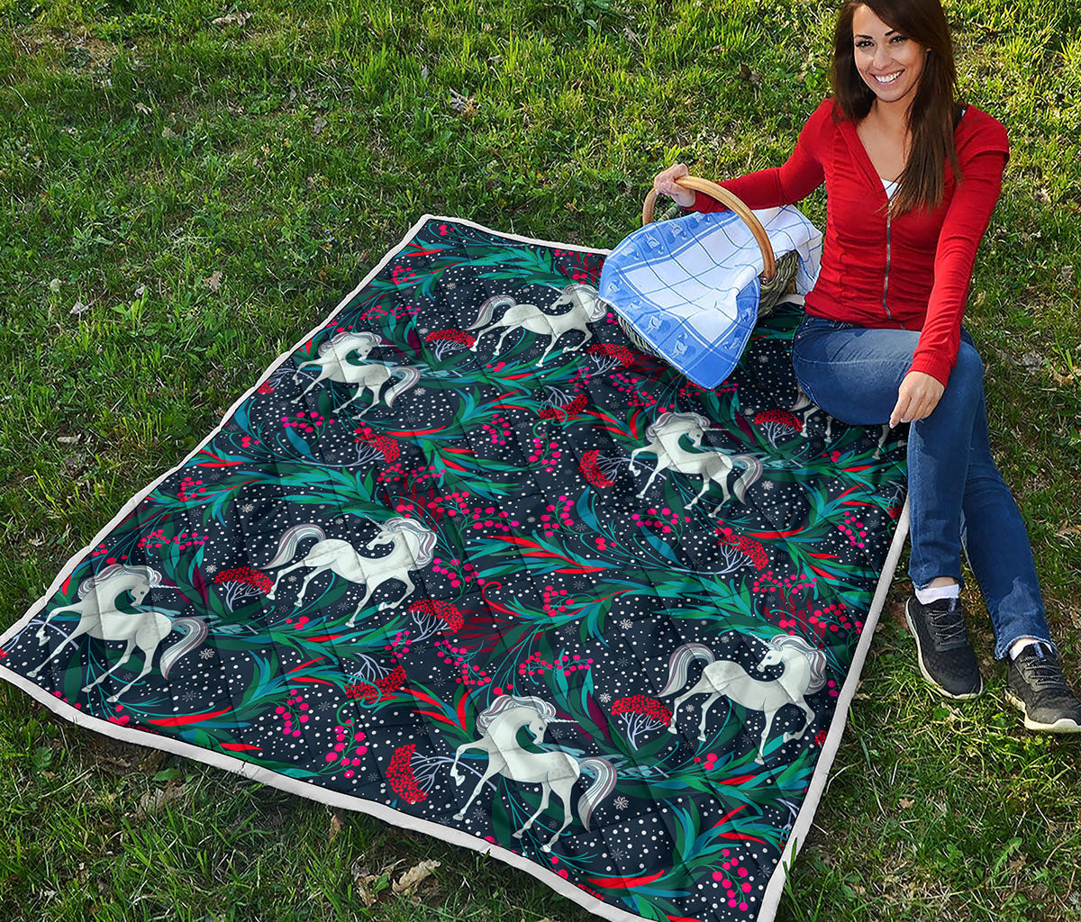 Fairy Floral Unicorn Pattern Print Quilt