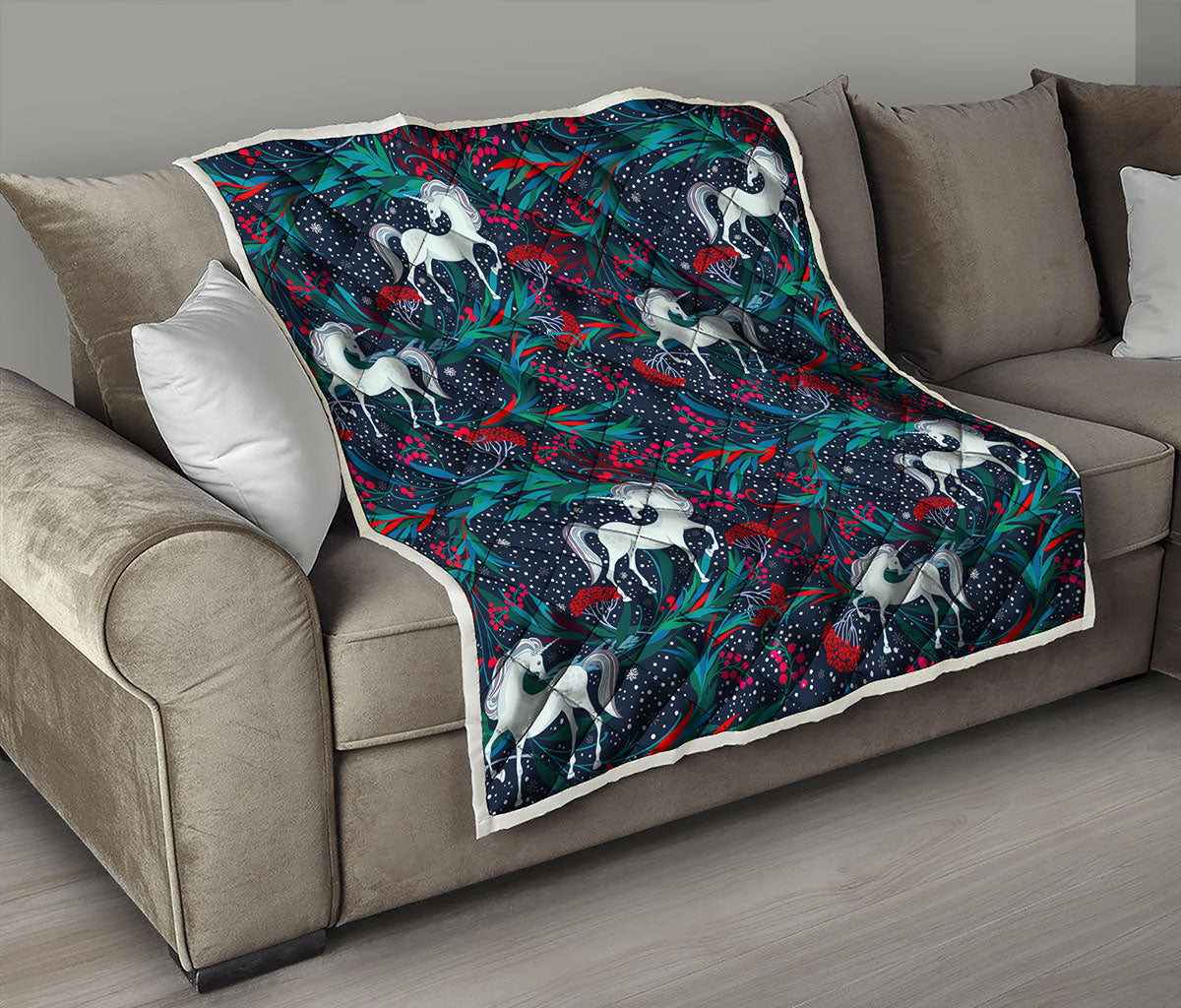 Fairy Floral Unicorn Pattern Print Quilt