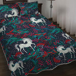 Fairy Floral Unicorn Pattern Print Quilt Bed Set