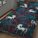 Fairy Floral Unicorn Pattern Print Quilt Bed Set
