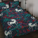 Fairy Floral Unicorn Pattern Print Quilt Bed Set