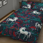 Fairy Floral Unicorn Pattern Print Quilt Bed Set