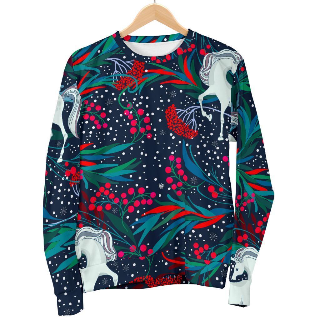 Fairy Floral Unicorn Pattern Print Women's Crewneck Sweatshirt GearFrost