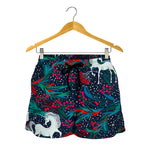 Fairy Floral Unicorn Pattern Print Women's Shorts