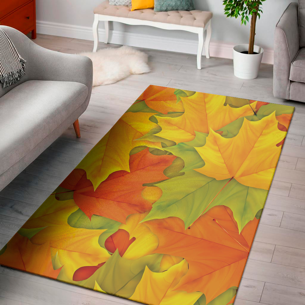 Fall Autumn Maple Leaves Print Area Rug