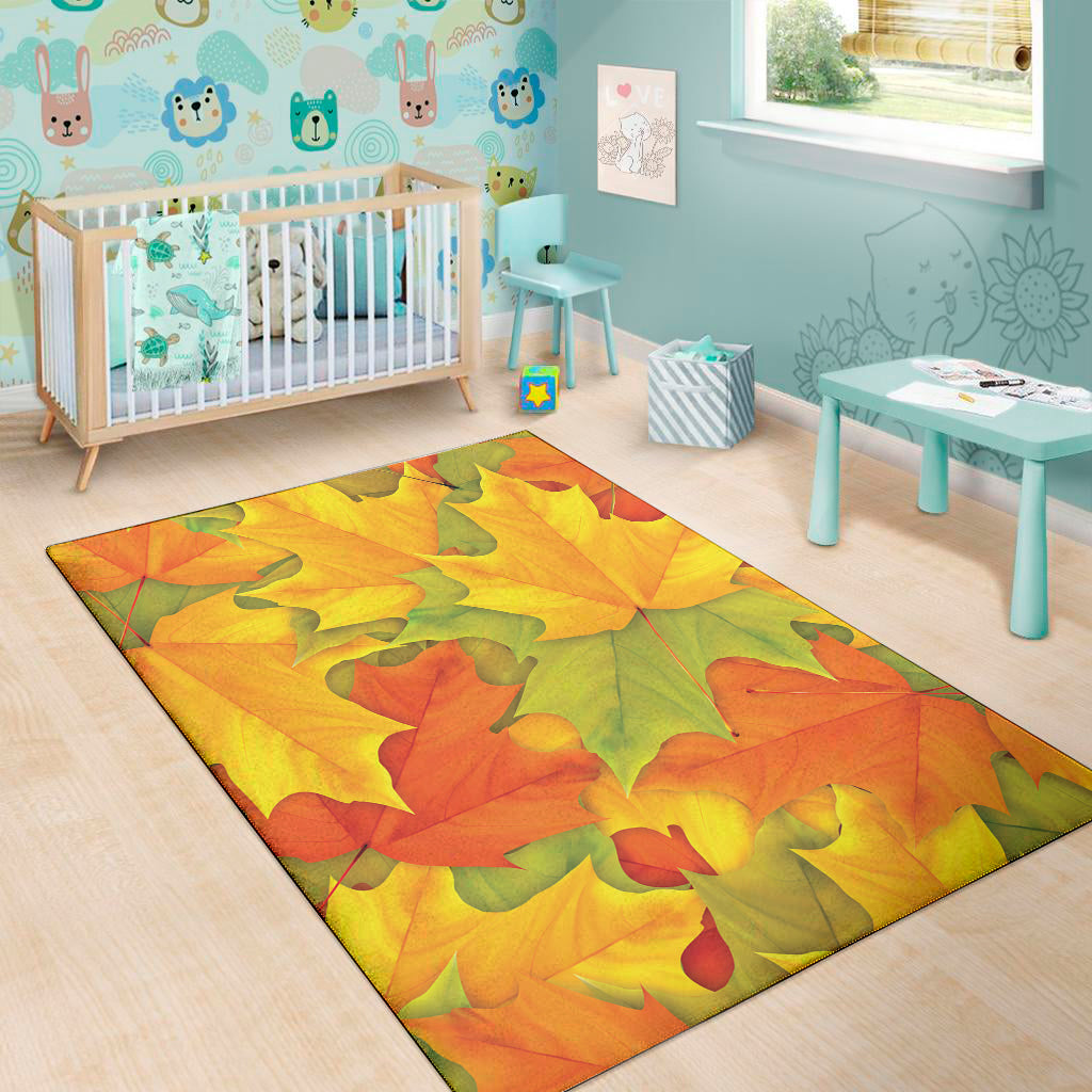 Fall Autumn Maple Leaves Print Area Rug