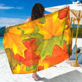 Fall Autumn Maple Leaves Print Beach Sarong Wrap