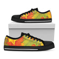 Fall Autumn Maple Leaves Print Black Low Top Sneakers