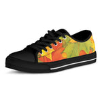 Fall Autumn Maple Leaves Print Black Low Top Shoes