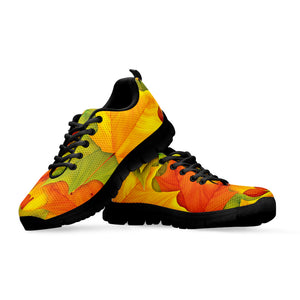 Fall Autumn Maple Leaves Print Black Sneakers