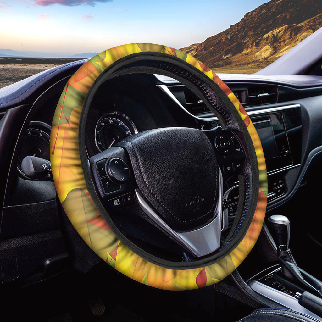 Fall Autumn Maple Leaves Print Car Steering Wheel Cover