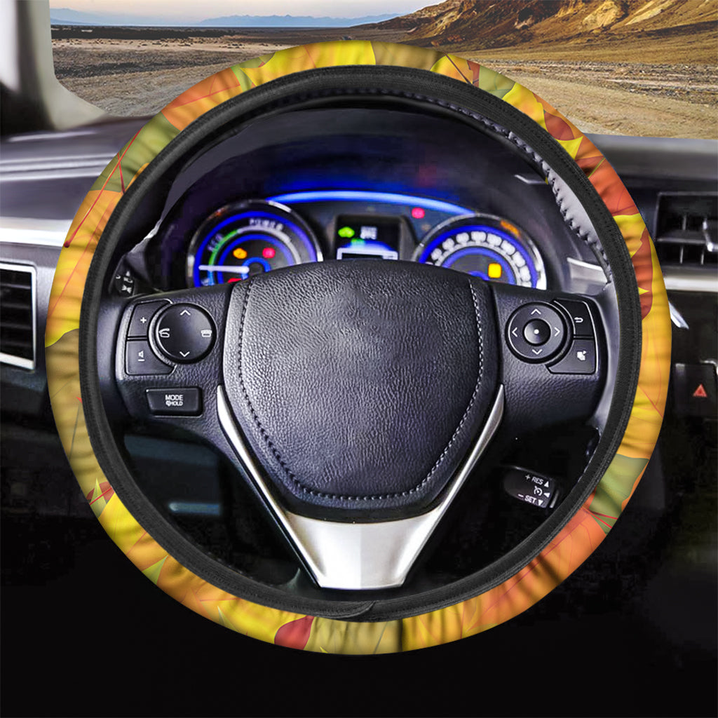 Fall Autumn Maple Leaves Print Car Steering Wheel Cover