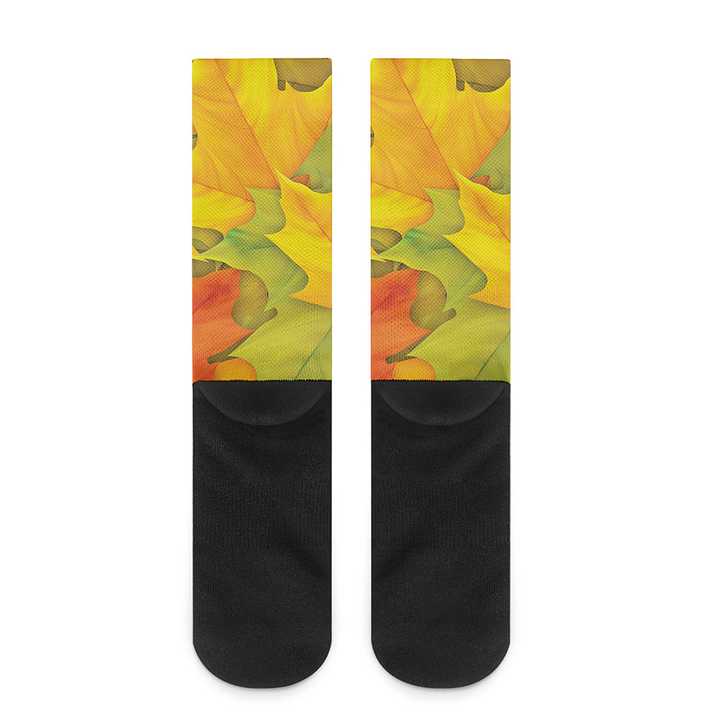 Fall Autumn Maple Leaves Print Crew Socks