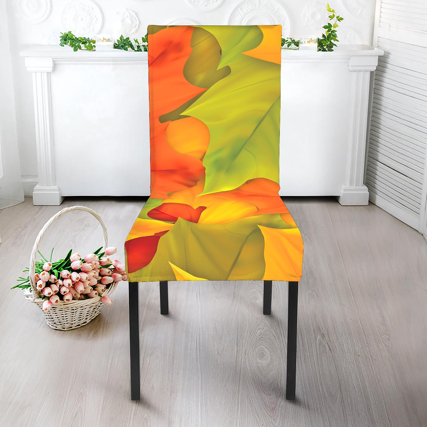 Fall Autumn Maple Leaves Print Dining Chair Slipcover