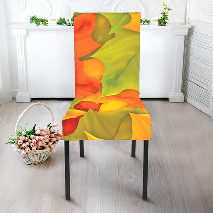 Fall Autumn Maple Leaves Print Dining Chair Slipcover