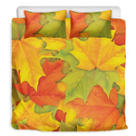 Fall Autumn Maple Leaves Print Duvet Cover Bedding Set