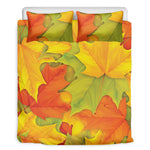 Fall Autumn Maple Leaves Print Duvet Cover Bedding Set