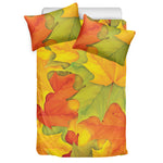 Fall Autumn Maple Leaves Print Duvet Cover Bedding Set