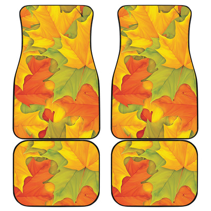 Fall Autumn Maple Leaves Print Front and Back Car Floor Mats