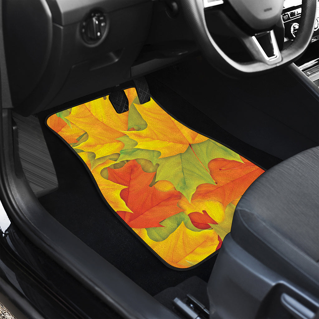 Fall Autumn Maple Leaves Print Front and Back Car Floor Mats