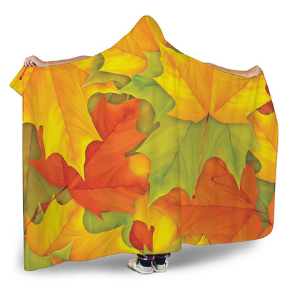 Fall Autumn Maple Leaves Print Hooded Blanket