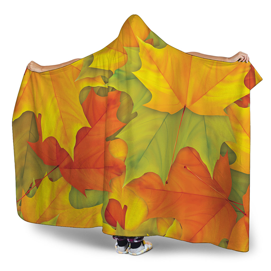 Fall Autumn Maple Leaves Print Hooded Blanket