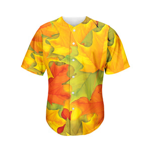 Fall Autumn Maple Leaves Print Men's Baseball Jersey