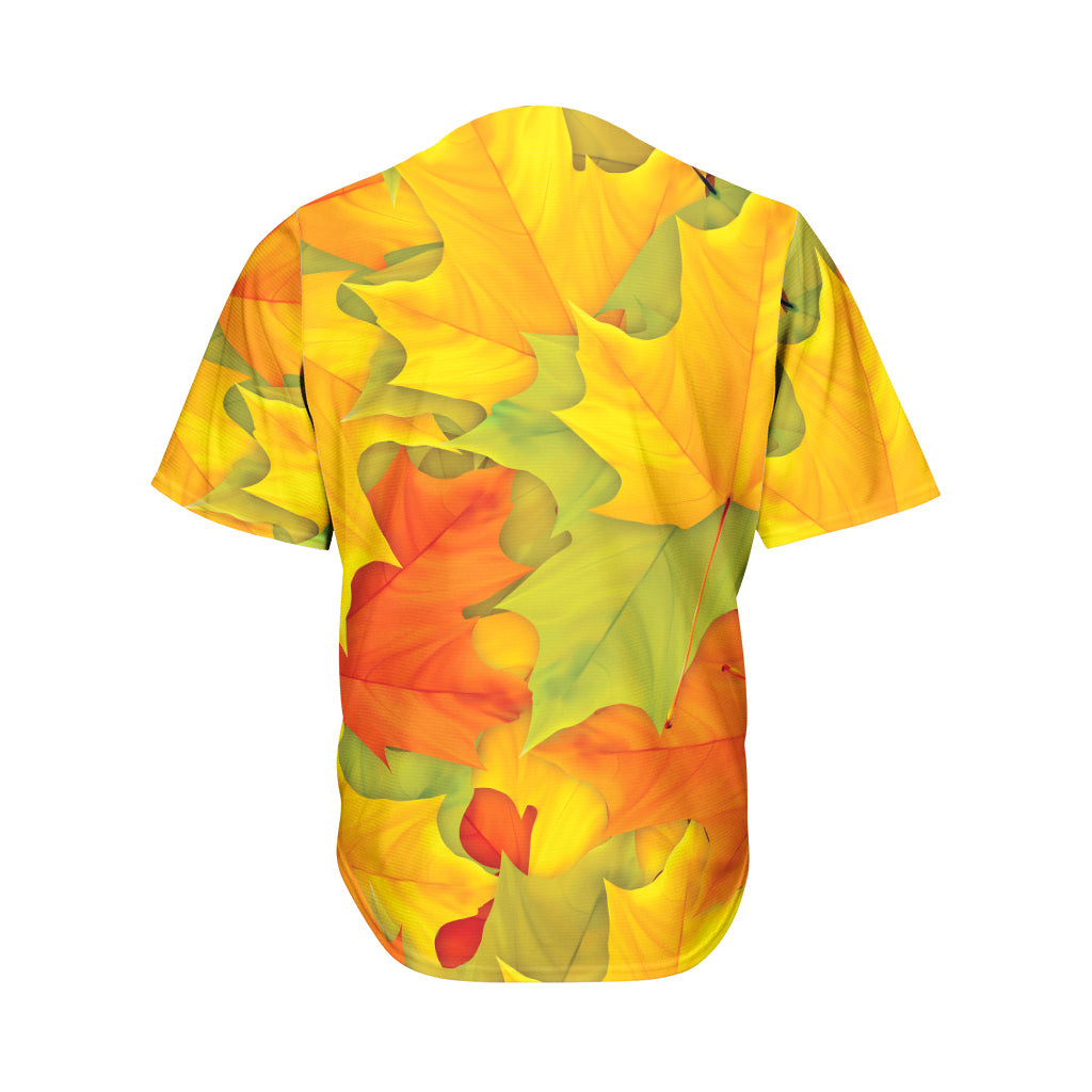 Fall Autumn Maple Leaves Print Men's Baseball Jersey