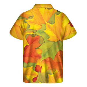 Fall Autumn Maple Leaves Print Men's Short Sleeve Shirt