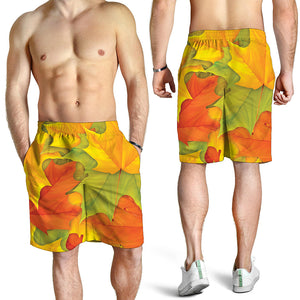 Fall Autumn Maple Leaves Print Men's Shorts