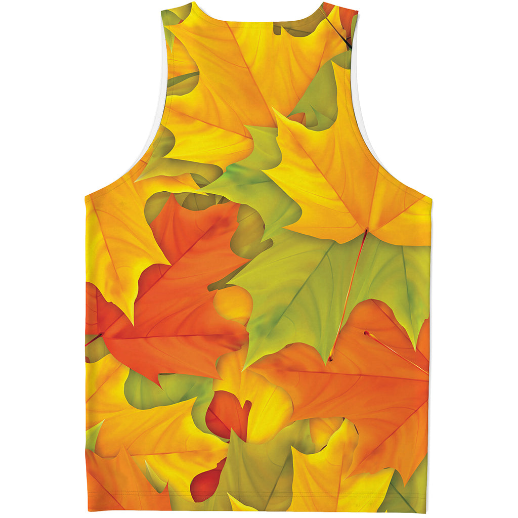 Fall Autumn Maple Leaves Print Men's Tank Top