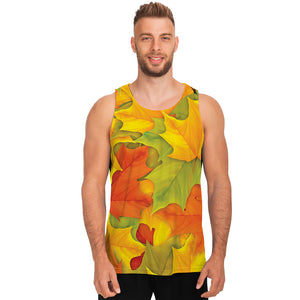 Fall Autumn Maple Leaves Print Men's Tank Top