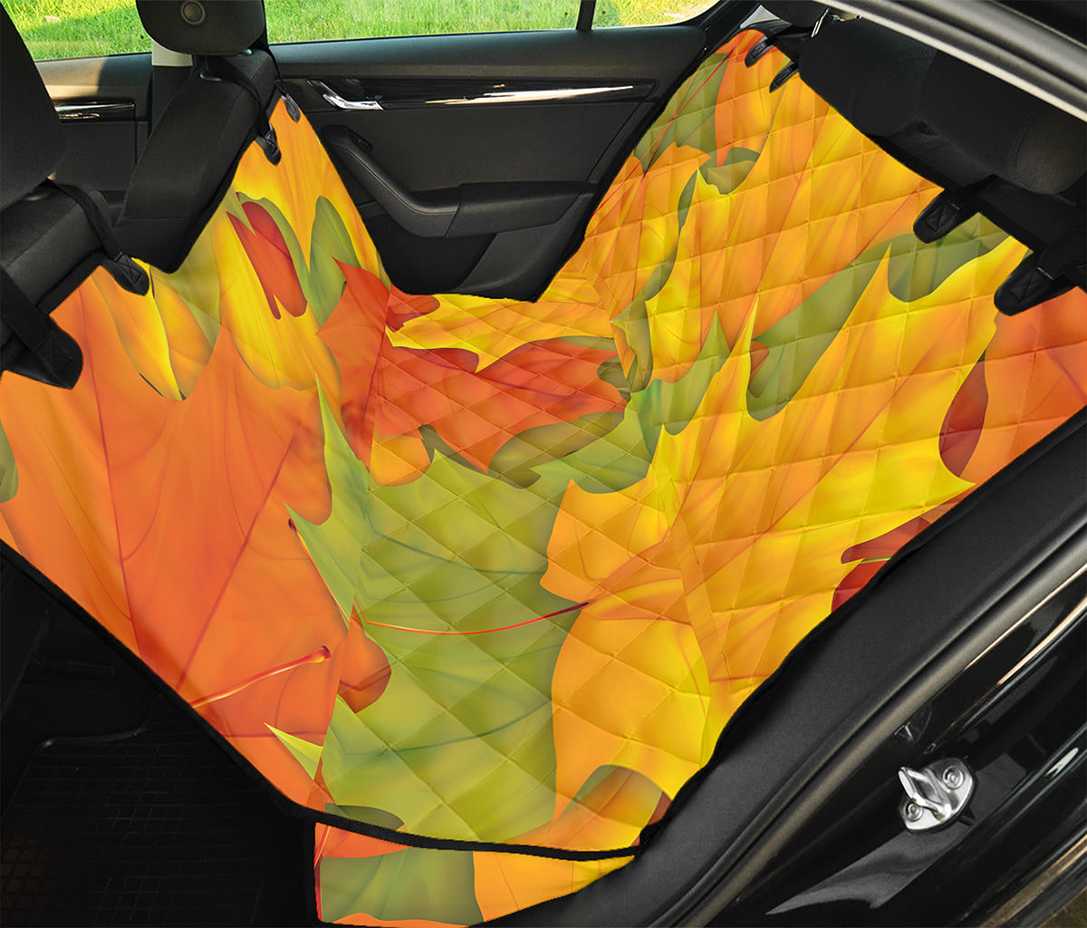 Fall Autumn Maple Leaves Print Pet Car Back Seat Cover