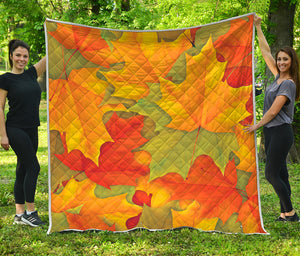 Fall Autumn Maple Leaves Print Quilt